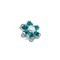 14g - 12g Titanium Flower with Jeweled Petals for Internally Threaded Jewelry - 6.7mm