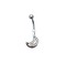14g Steel Curved Barbell with Dangling Jeweled Swivel Moon