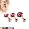16g 1/4" Ion Plated Surgical Steel Flat Top Jeweled Cartilage Barbell