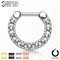 16g 5/16" Ion Plated Surgical Steel Septum Clicker with Lined Crystals