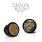 Black Buffalo Horn Cap Style Plugs with Inlayed Bhutanese Coin