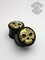Black Wood Tibetan Skull Plugs with Brass Skull Inlay and Gem Accent
