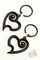 Fuchsia Spiral Heart "Black and Bling" Black Water Buffalo Horn Ear Dangles with Gems