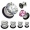 Steel Single Flare Tunnels with Prong Set Gem Inlays